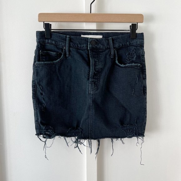 MOTHER black the vagabond mini fray denim skirt - Picture 2 of 6